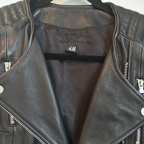 H&M rare special edition leather moto jacket size 4 XS - Picture 4 of 5